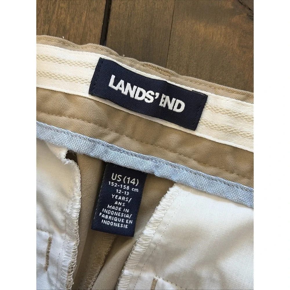 Lands' End Performance Chino Shorts Boys Size‎ 14 Khaki Tan Golf School Uniform